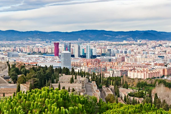 Gratte-ciel à Barcelone vue aérienne — Photo