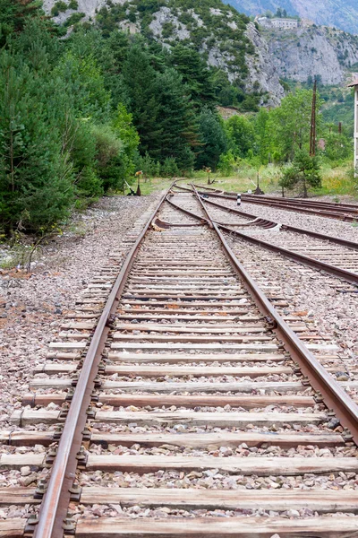 Railway line on the Pyrenees mountains, Spain — Stock Photo, Image