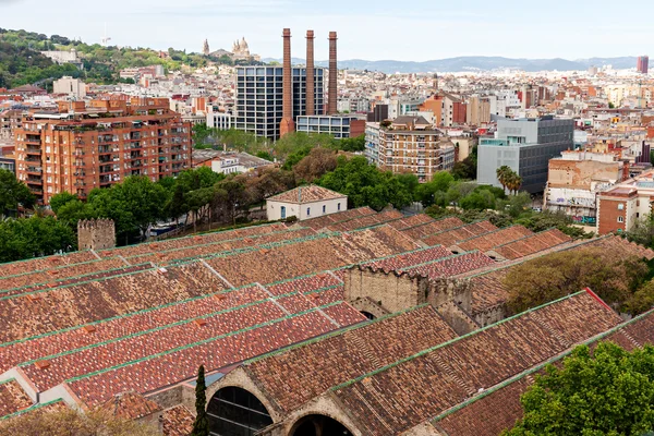 Θέα από την κορυφή του columbus άγαλμα στη Βαρκελώνη — Φωτογραφία Αρχείου