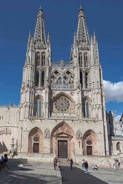 Burgos Spanya Ağustos Burgos Katedrali Ana Cephesi Burgos Aziz Mary — Stok fotoğraf