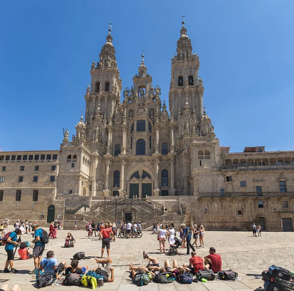 Santiago Compostela Španělsko Srpna 2021 Pohled Náměstí Obradoiro Katedrálu Santiaga — Stock fotografie