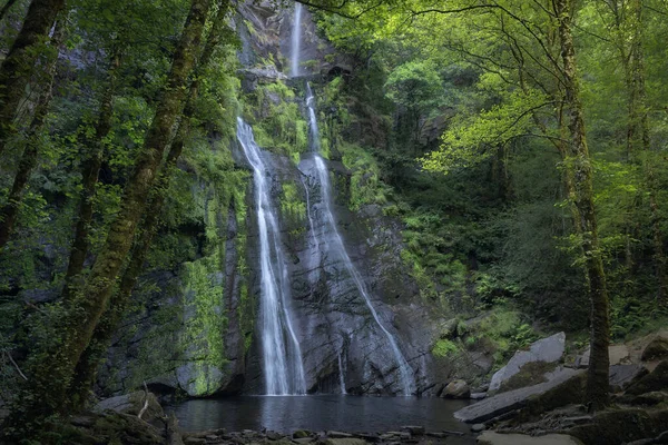 Deep Forest Waterfall Στη Galicoa Ισπανία — Φωτογραφία Αρχείου