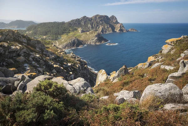 西班牙加利西亚Cies群岛自然公园风景秀丽的空中景观 — 图库照片