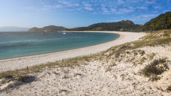 Plaża Biały Piasek Parku Naturalnym Cies Islands Galicja Hiszpania — Zdjęcie stockowe