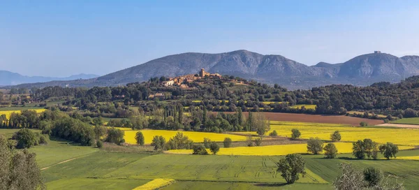 Panoramic Landscape View Village Llabia Baix Emporda Catalonia — ストック写真