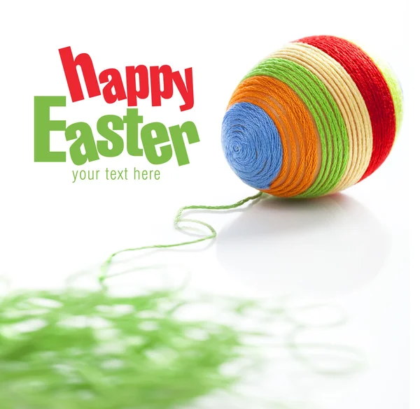 Easter egg covered with various colors wool — Stock Photo, Image