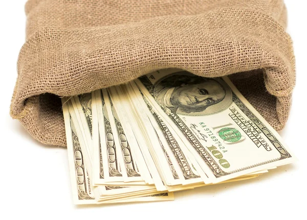 Dollars in sack — Stock Photo, Image