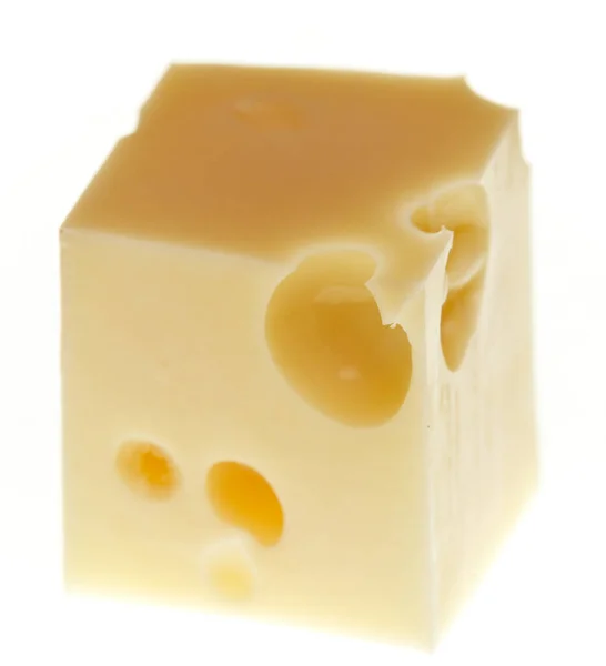 白色背景分离的奶酪立方体 — 图库照片