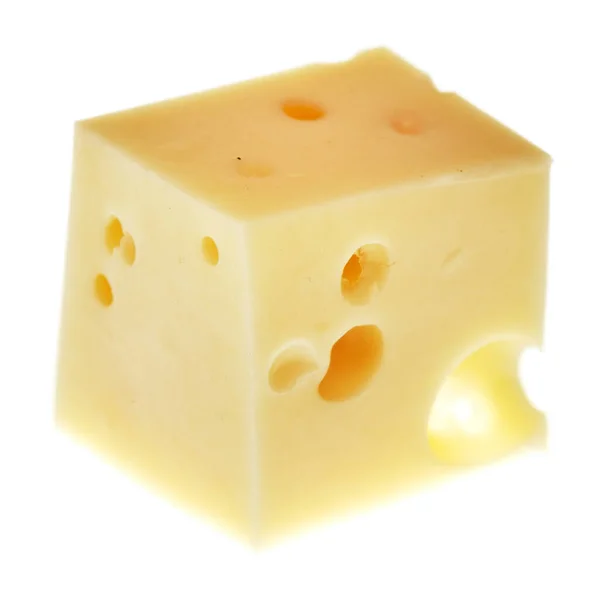 Cheese Cube Isolated White Background — Stock Photo, Image