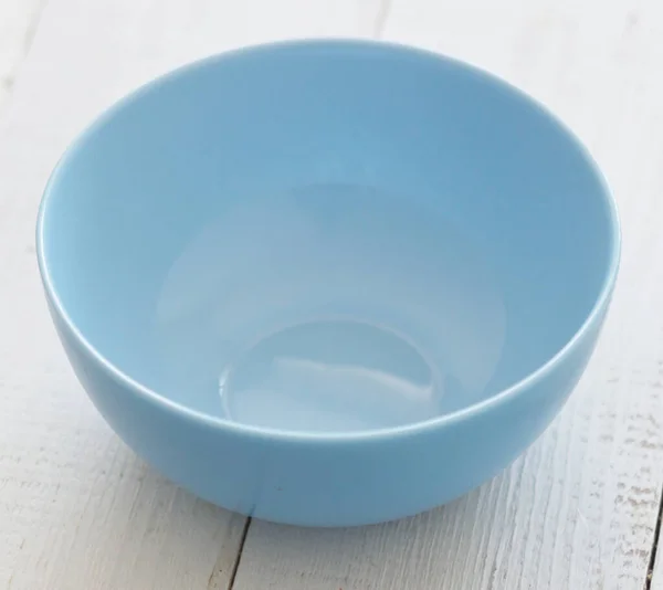 Top View Blue Bowl Wooden Background — Stock Photo, Image