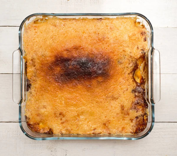 Pişmiş lazanya üst görünümü