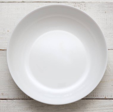 Beyaz boş plaka Üstten Görünüm