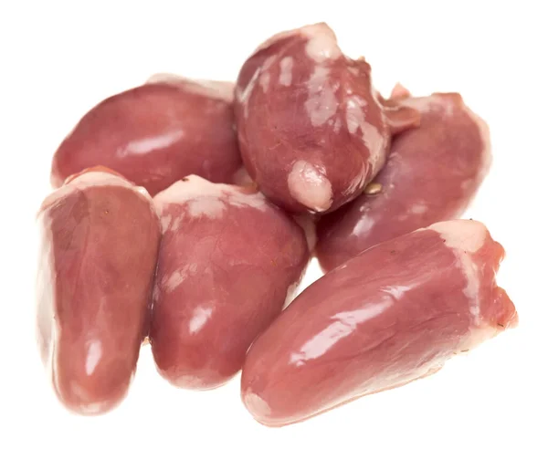 Corazones Pollo Aislados Sobre Fondo Blanco — Foto de Stock