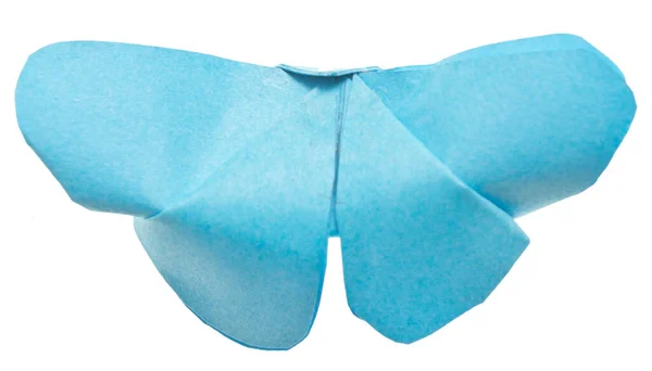 Blue Origami Butterfly White Background — ストック写真