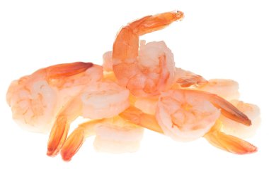 Beyaz arkaplanda izole edilmiş karidesler