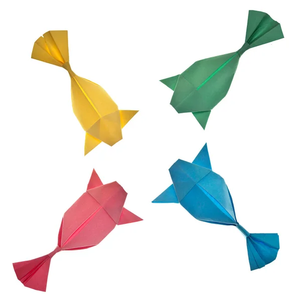 Origami Fisch Isoliert Auf Weißem Hintergrund — Stockfoto
