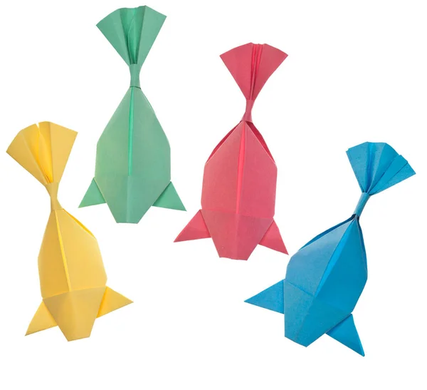 Origami Pesce Isolato Sfondo Bianco — Foto Stock