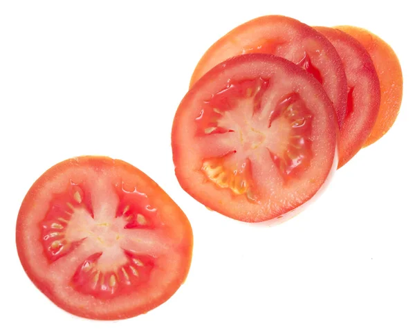 Tomatskivor Isolerade Vit Bakgrund — Stockfoto