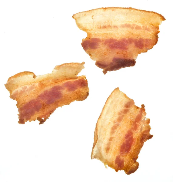 Fried Bacon Isolated White Background — Stock Photo, Image