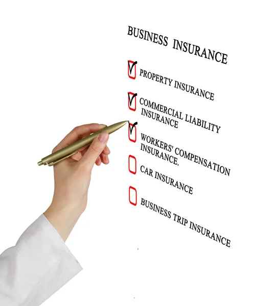 Check list for business insurance — Stock Photo, Image