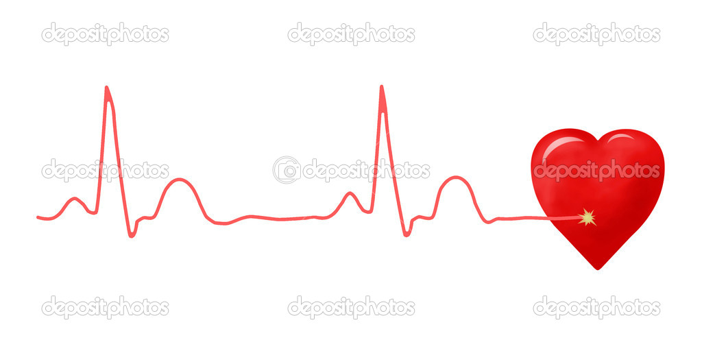 ECG graph and heart