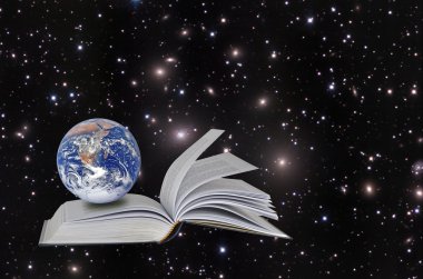 Planet Earth on book.Elements of this image furnished by NASA clipart