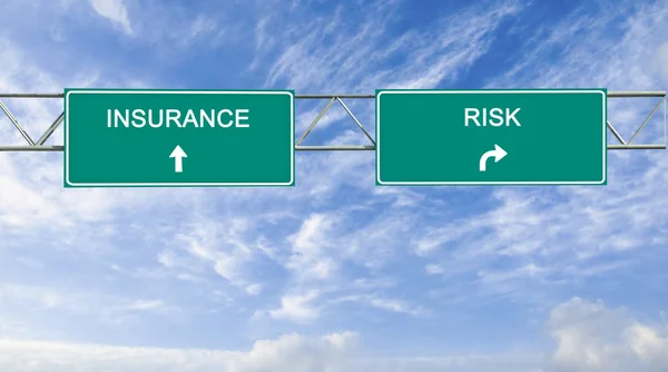 Road signs to insurance and risk — Stock Photo, Image