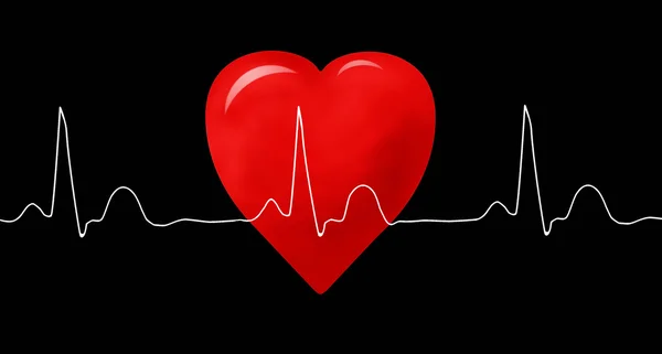 EKG graf a srdce — Stock fotografie