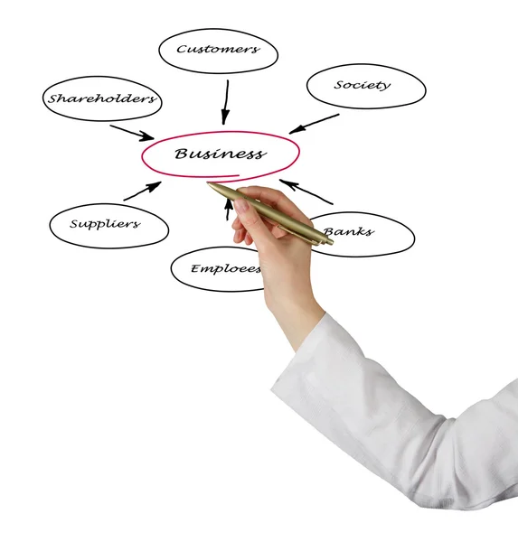 Diagramme de la relation d'affaires avec les parties prenantes — Photo