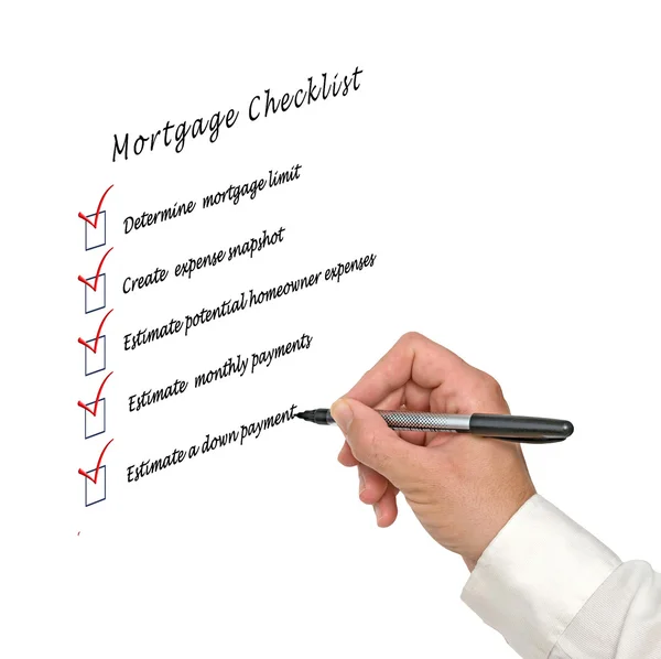 Checkliste für Hypotheken — Stockfoto