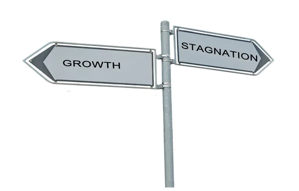 Road signs to growth and stagnation — Stock Photo, Image