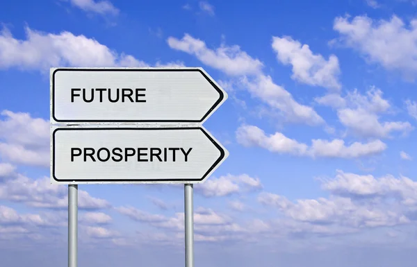 Road sign to future and prosperity — Stock Photo, Image