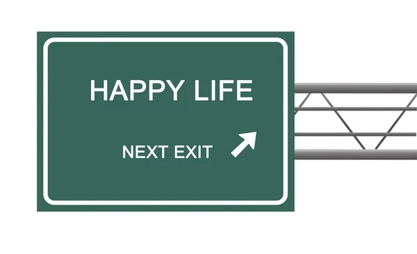 Sinal de estrada para a vida feliz — Fotografia de Stock