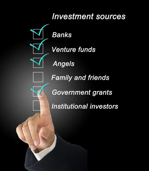 Lista de verificación de fuentes de inversión — Foto de Stock
