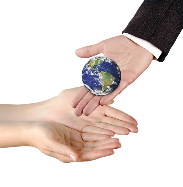 Planet earth in hand.Elements of this image furnished by NASA — Stock Photo, Image