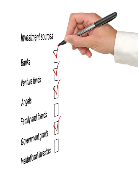 Investment sources checklist — Stock Photo, Image
