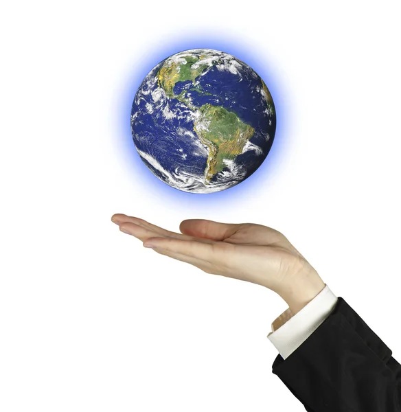 Planet earth in palm.Elements of this image furnished by NASA — Stock Photo, Image