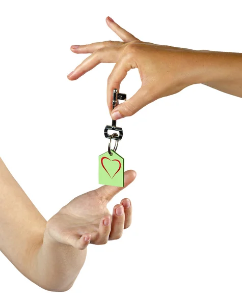 Schlüsselgeschenk mit Herz — Stockfoto