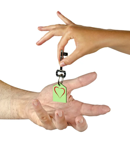 Presente de chave com coração — Fotografia de Stock