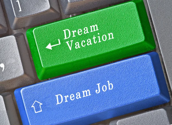 Chiavi per sognare una vacanza e per sognare un lavoro — Foto Stock