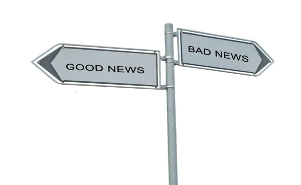 Road sign to good and bad news — Stock Photo, Image