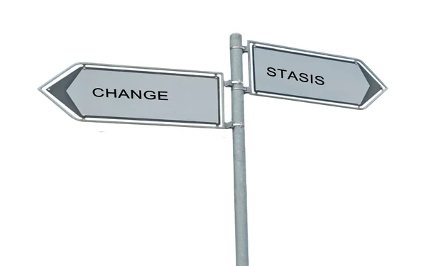 Road signs to change and stasis — Stock Photo, Image