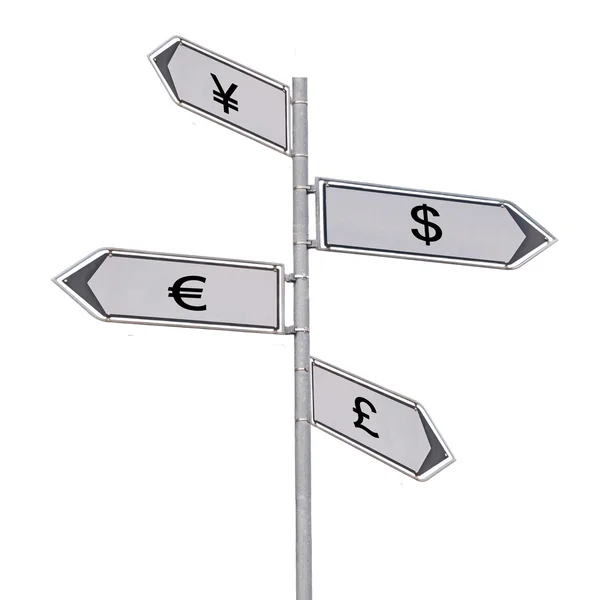 Road sign to currencies — Stock Photo, Image