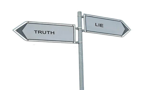 Road signs to truth and lie — Stock Photo, Image