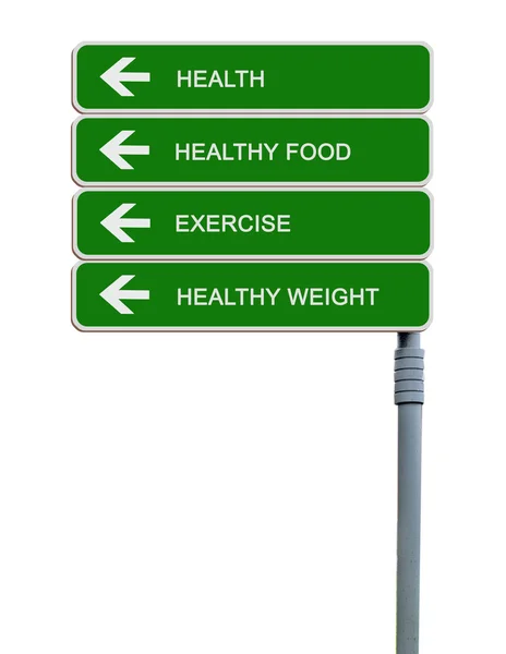 Road sign to exercising,helthy weight,health — Stock Photo, Image