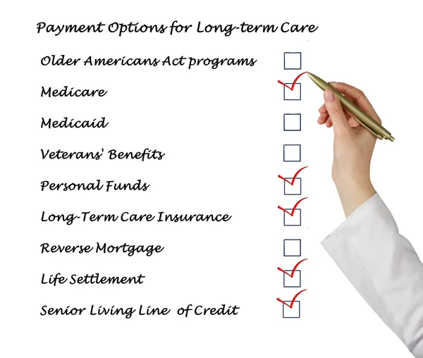 Opciones de pago para cuidados a largo plazo — Foto de Stock