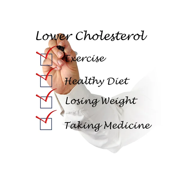 Список для снижения уровня холестерина — стоковое фото