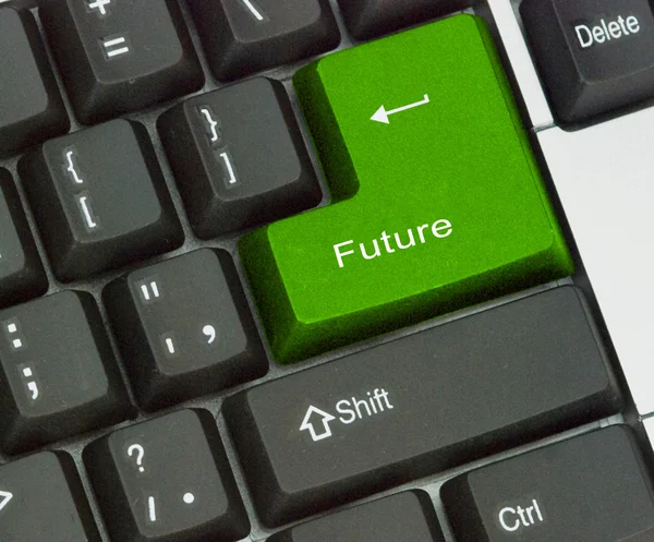 Teclado com chave para o futuro — Fotografia de Stock