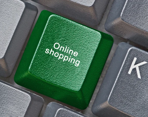 Tastiera con tasto per lo shopping online — Foto Stock