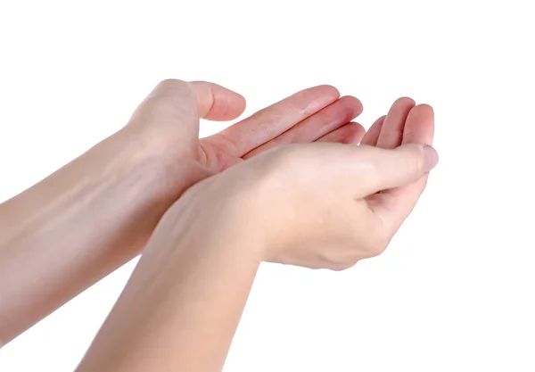 Рука жінки ізольована на білому тлі — стокове фото